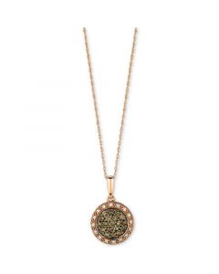 Chocolate Diamond & Vanilla Diamond Halo Cluster 18" Pendant Necklace (1/2 ct. t.w.) in 14k Rose Gold