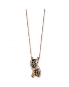 Chocolate Diamond & Vanilla Diamond Swirling Ribbon 18" Pendant Necklace (1-1/4 ct. t.w.) in 14k Rose Gold