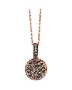 Chocolate Diamond (5/8 ct. t.w.) & Vanilla Diamond (1/10 ct. t.w.) Cluster 18" Pendant Necklace in 14k Rose Gold