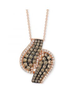 Chocolatier® Chocolate Diamond (1-1/5 ct. t.w.) & Vanilla Diamond (1/3 ct. t.w.) Swirl 18" Pendant Necklace in 14k Rose Gold