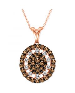 Chocolate Diamonds (1-3/8 ct. t.w.) & Vanilla Diamonds (1/3 ct. t.w.) Oval 18" Pendant Necklace in 14k Rose Gold