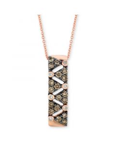 Chocolate Diamond (5/8 ct. t.w.) & Vanilla Diamond (1/20 ct. t.w.) Vertical Bar Cluster 18" Pendant Necklace in 14k Rose Gold