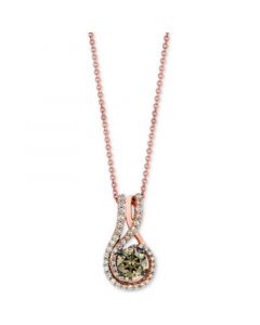 Chocolate Diamond & Vanilla Diamond (7/8 ct. t.w.) Swirl 18" Pendant Necklace in 14k Rose Gold