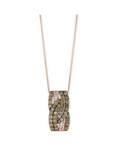 Chocolate Diamond (1-1/2 ct. t.w.) & Vanilla Diamond (1/10 ct. t.w.) Crossover Vertical Bar 18" Pendant Necklace in 14k Rose Gold