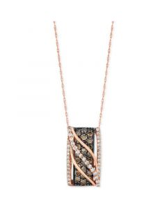 Chocolate Diamonds (1-1/10 ct. t.w.) & Vanilla Diamonds (3/8 ct. t.w.) 18" Pendant Necklace in 14k Rose Gold