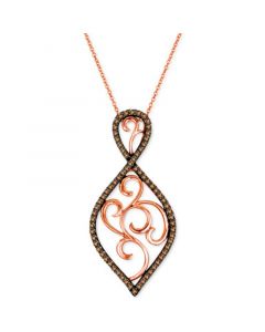 Chocolate Diamond Openwork Swirl 18" Pendant Necklace  (5/8 ct. t.w.) in 14k Rose Gold