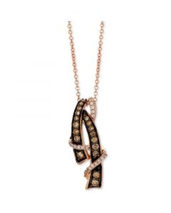 Chocolate Diamond (1/3 ct. t.w.) & Vanilla Diamond (1/10 ct. t.w.) Curved Abstract 18" Pendant Necklace in 14k Rose Gold