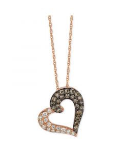 Chocolate Diamond (1/6 ct. t.w.) & Vanilla Diamond (1/8 ct. t.w.) Heart 18" Pendant Necklace in 14k Rose Gold