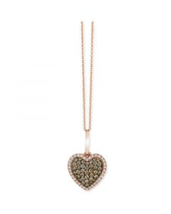 Chocolate Diamond (1/4 ct. t.w.) & Vanilla Diamond (1/10 ct. t.w.) Heart Halo 18" Pendant Necklace in 14k Rose Gold