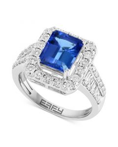 EFFY® Tanzanite (2-1/10 ct. t.w.) & Diamond (1/2 ct. t.w.) Halo Ring Ring in 14k White Gold