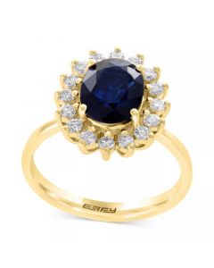 EFFY® Sapphire (1-7/8 ct. t.w.) & Diamond (3/8 ct. t.w.) Halo Ring in 14k Gold (Also available in Emerald)