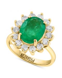 EFFY® Emerald (2-1/2 ct. t.w.) & Diamond (7/8 ct. t.w.) Halo Ring in 14k Gold