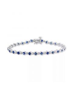 EFFY® Sapphire (3-1/6 ct. t.w.) & Diamond (1/10 ct. t.w.) Tennis Bracelet in Sterling Silver (Also available in Ruby)