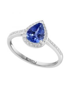 EFFY® Tanzanite (7/8 ct. t.w.) & Diamond (1/6 ct. t.w.) Pear Halo Ring in Sterling Silver