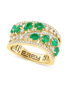 EFFY® Emerald (1-1/4 ct. t.w.) & Diamond (1/2 ct. t.w.) Openwork Ring in 14k Gold