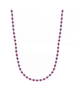 EFFY® Ruby (7-3/4 ct. t.w.) & Diamond (1/4 ct. t.w.) 18" Tennis Necklace in Sterling Silver (Also available in Sapphire)