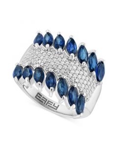 EFFY® Sapphire (2-1/4 ct. t.w.) & Diamond (1/3 ct. t.w.) Statement Ring in 14k White Gold