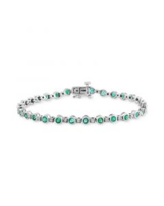 EFFY® Emerald (2-3/8 ct. t.w.) & Diamond (1/10 ct. t.w.) Link Bracelet in Sterling Silver