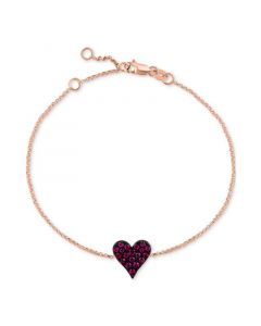 EFFY® Ruby Pavé Heart Statement Bracelet (3/8 ct. t.w.) in 14k Rose Gold