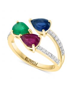 EFFY® Multi-Gemstone (2 ct. t.w.) & Diamond (1/5 ct. t.w.) Bypass Ring in 14k Gold