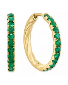 EFFY® Emerald Small Hoop Earrings (7/8 ct. t.w.) in Gold-Plated Sterling Silver, 0.5" (Also available in Sapphire and Ruby)