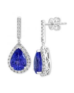 EFFY® Tanzanite (3-1/2 ct. t.w.) & Diamond (3/8 ct. t.w.) Pear Drop Earrings in 14k White Gold