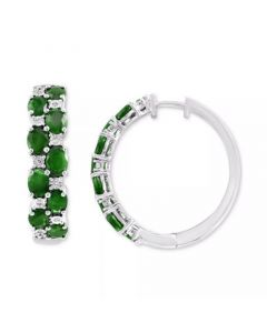 EFFY® Emerald & Diamond Small Earrings in Sterling Silver (Also available in Sapphire and Ruby)