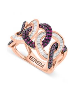 EFFY® Ruby (1-3/8 ct. t.w.) & Diamond (1/2  ct. t.w.) Interlocking Circle Ring in 14k Rose Gold