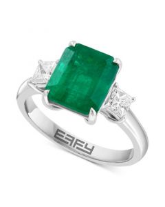 EFFY® Emerald (2-7/8 ct. t.w.) & Diamond (1/2 ct. t.w.) Ring in 14k White Gold