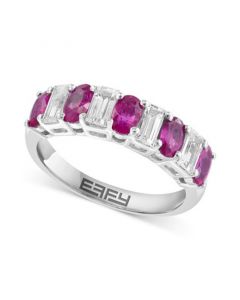 EFFY® Ruby (1-1/10 ct. t.w.) & White Sapphire (1 ct. t.w.) Statement Ring in Sterling Silver