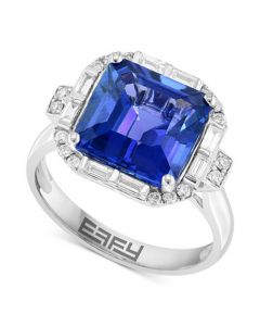 EFFY® Tanzanite (5-1/4 ct. t.w) & Diamond (1/3 ct. t.w.) Halo Statement Ring in 14k White Gold