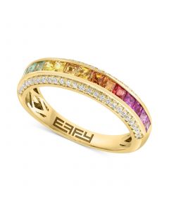 EFFY® Multi-Sapphire (1/2 ct. t.w.) & Diamond (1/6 ct. t.w.) Band in 14k Gold