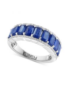 EFFY® Sapphire (3-3/8 ct. t.w.) & Diamond (1/6 ct. t.w.) Ring in Sterling Silver