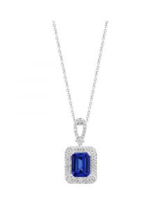 EFFY® Tanzanite (2-1/10 ct. t.w) & Diamond (1/4 ct. t.w.) Halo 18" Pendant Necklace in 14k White Gold