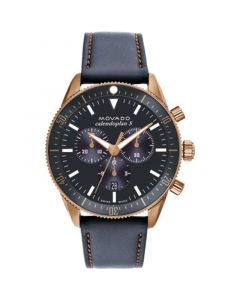 Men's Calendoplan S Swiss Quartz Chronograph Gray Leather Strap Watch 42mm