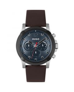 Men's Impress Quartz Multifunction Brown Leather Strap Watch 46mm