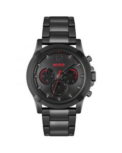 Men's Impress Quartz Multifunction Ionic Plated Black Steel Watch 46mm