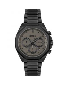 Men's Cloud Quartz Chronograph Ionic Plated Black Steel Watch 43mm