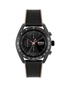 Men's Center Court Quartz Chronograph Black Leather and Brown Silicone Strap Watch 44mm