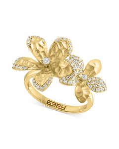 EFFY® Diamond Textured Flower Statement Ring (1/3 ct. t.w.) in 14k Gold