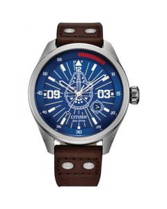 Eco-Drive Men's Star Wars Han Solo Brown Leather Strap Watch 43mm