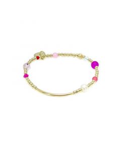 Non-Tarnishing Gold filled, 3mm Ball, Gold Tube and Glass Bead Stretch Bracelet