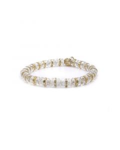 6mm Brushed Gold Disc and Glass Bead Stretch Bracelet