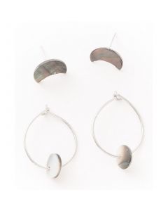 Silver-Tone Moon Hoop Earrings Set