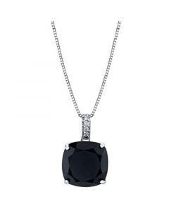 Onyx (6 1/6 ct. t.w.) & Diamond Accent Square 18" Pendant Necklace in Sterling Silver