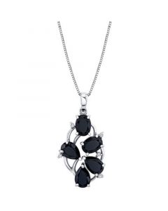 Onyx (2 9/10 ct. t.w.) & Diamond Accent Cluster 18" Pendant Necklace in Sterling Silver