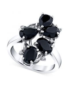 Onyx (2 9/10 ct. t.w.) & Diamond Accent Cluster Statement Ring in Sterling Silver