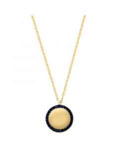 EFFY® Sapphire Polished Disc Halo 18" Pendant Necklace (1/3 ct. t.w.) in 14k Gold-Plated Sterling Silver