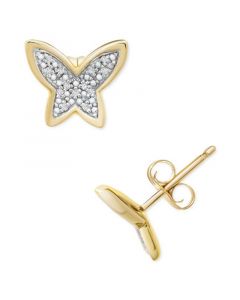 Diamond Butterfly Stud Earrings (1/20 ct. t.w.) in 14k Gold, Created for Macy's