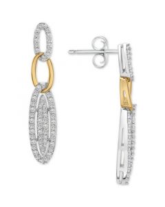 Link Drop Earrings (1 ct. t.w.) in Sterling Silver & Gold-Plate, Created for Macys